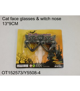 HALLOWEEN - CAT FACE GLASSES&WHITE NOSE